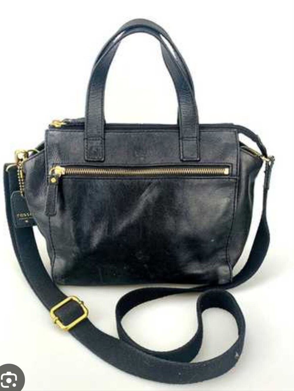 FOSSIL Tessa Leather Satchel Black Handbag